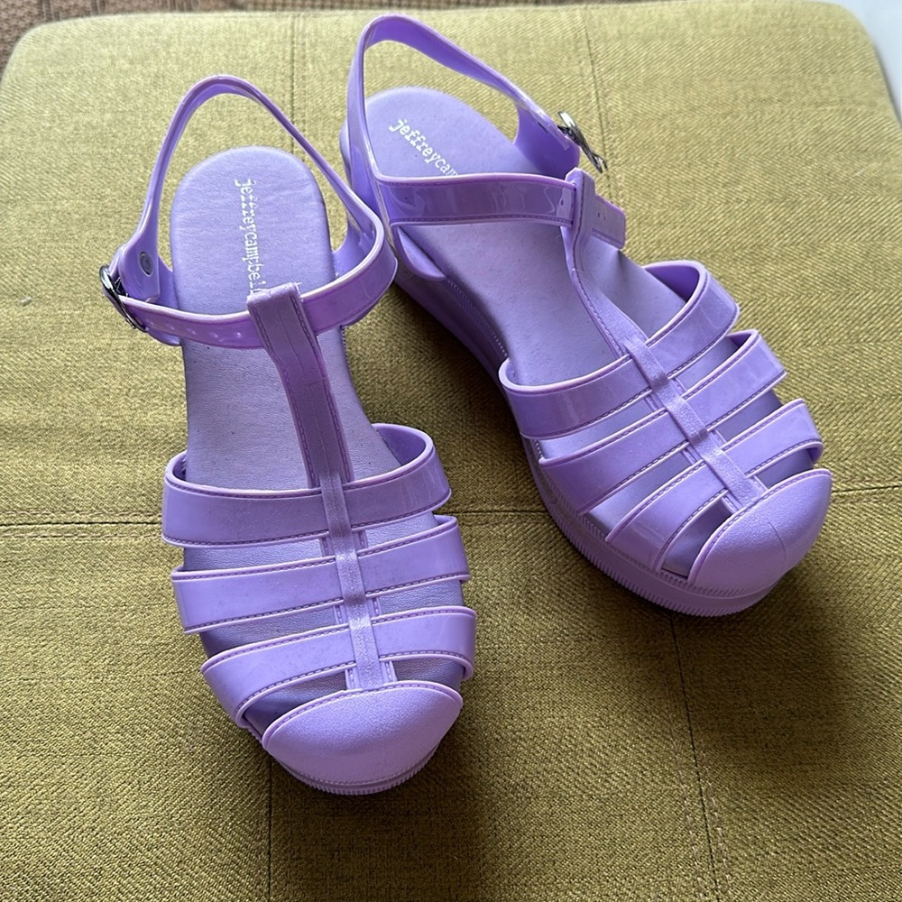 Jeffrey Campbell lilac purple jelly platform fisherman sandals